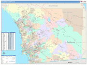 San Diego County Wall Map Color Cast Style
